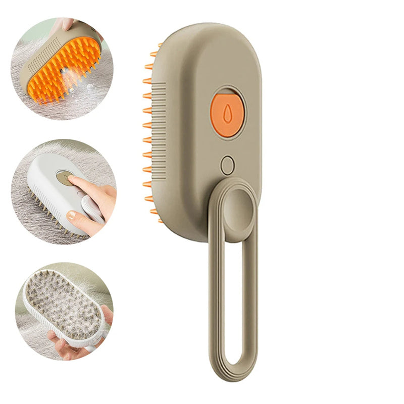 Electric Steam Pet Grooming Brush removing loose cat hair